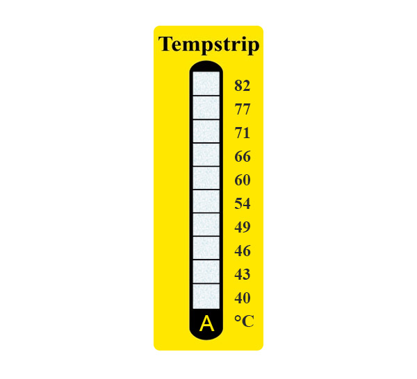 [00A.TST.10.KAG.0010] Tempstrip Messstreifen 10 Felder, 10er Pack (Typ A 40°C - 82°C)