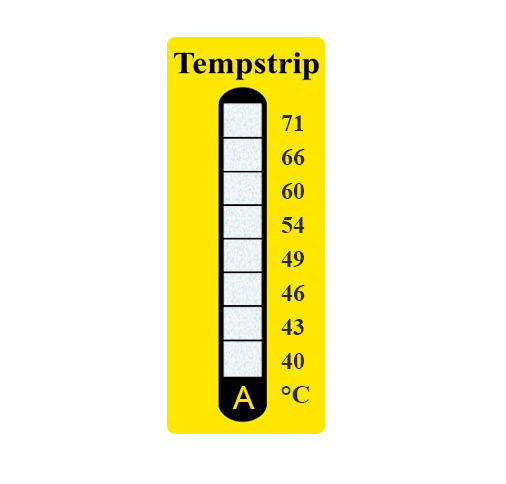 [00A.TST.08.KAG.0010] Tempstrip Messstreifen 8 Felder, 10er Pack (Typ A 40°C - 71°C)